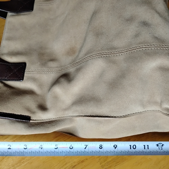 Cole Haan Tan and Brown Suede And Dark Leather Tote Bag - Picture 8 of 9